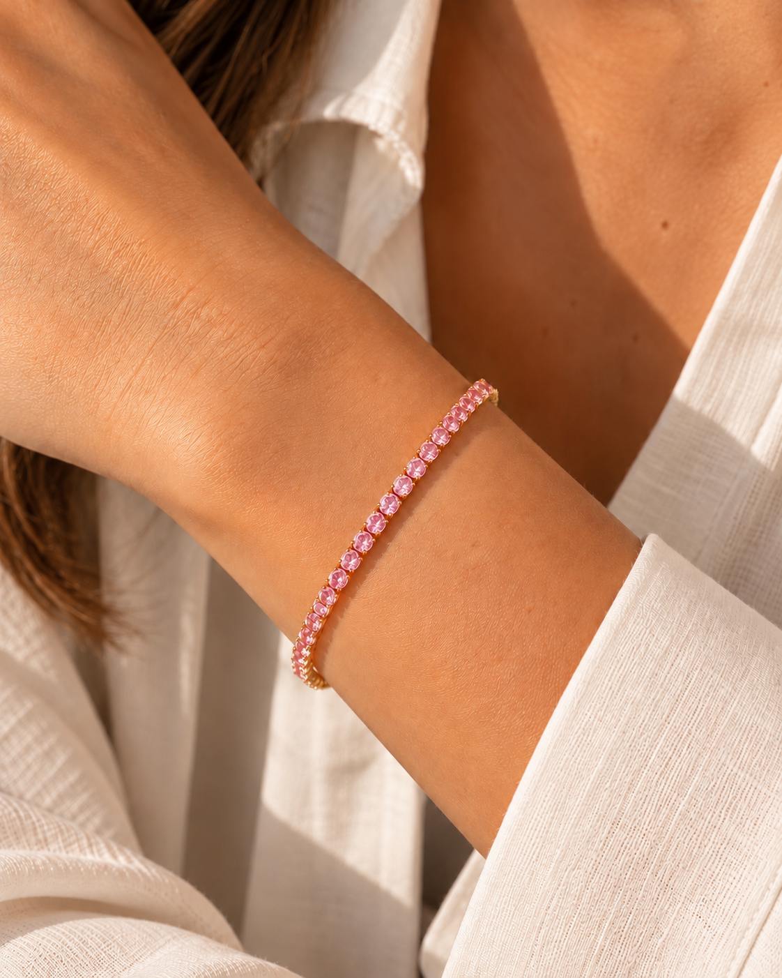 Pulsera Tennis Rosada